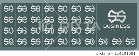Geometric abstract shape letter S SS logo vector set Geometric abstract shape letter S SS logo vector set 114101081