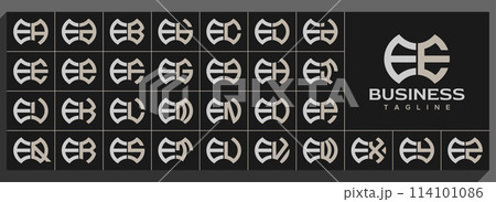Set of modern line abstract letter E EE logo design 114101086