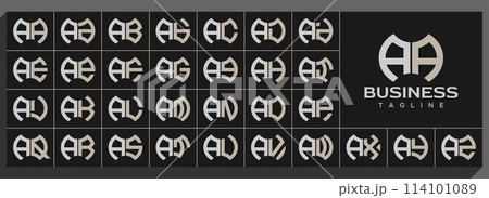 Set of modern line abstract letter A AA logo design 114101089