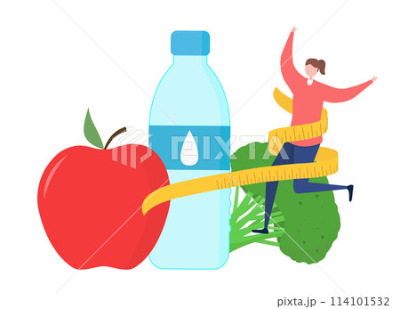 Diet and Healthcare concept, isolated on transparent background, flat design vector illustration 114101532