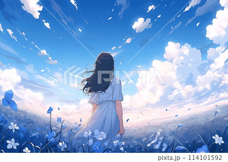 女の子の後ろ姿・晴れた日「AI生成画像」 女の子の後ろ姿・晴れた日「AI生成画像」 114101592