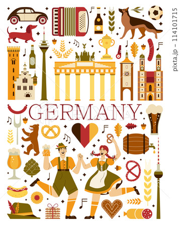 Germany Travel Poster with German Culture Symbols 114101715