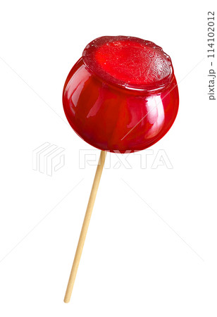 りんご飴のイラスト リアル 白バック 114102012