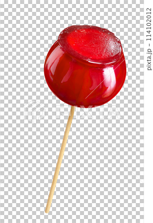 りんご飴のイラスト リアル 白バック 114102012