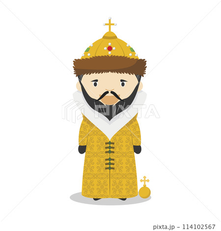 Ivan IV of Russia (The Terrible) cartoon character. Vector Illustration. Kids History Collection. Ivan IV of Russia (The Terrible) cartoon character. Vector Illustration. Kids History Collection. 114102567