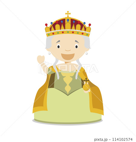 Maria Theresa I of Austria cartoon character. Vector Illustration. Kids History Collection. 114102574
