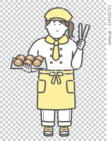 Illustration of a young woman working at a bakery 114102721