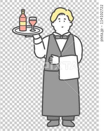 一名男子在餐廳工作的插圖 一名男子在餐廳工作的插圖 114102722