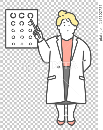 一位女性眼科醫生正在做視力測試 114102725