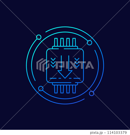 firmware update icon with chipset, linear design firmware update icon with chipset, linear design 114103379