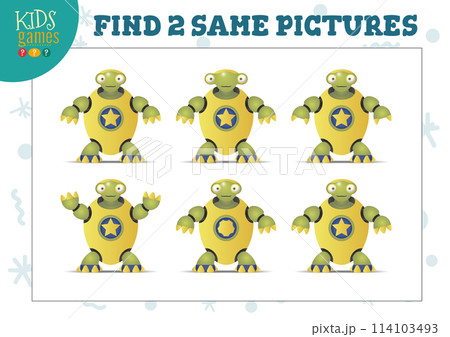 Find two same pictures kids game vector illustration Find two same pictures kids game vector illustration 114103493