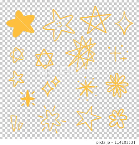 Various star and sparkle doodle hand drawn for element, cartoon and illustration Various star and sparkle doodle hand drawn for element, cartoon and illustration 114103531