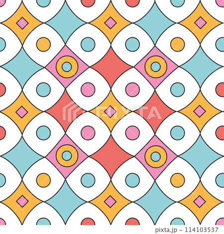 Groovy Modern Seamless Pattern with abstract stars. Trippy cute bright retro background. Groovy Modern Seamless Pattern with abstract stars. Trippy cute bright retro background. 114103537