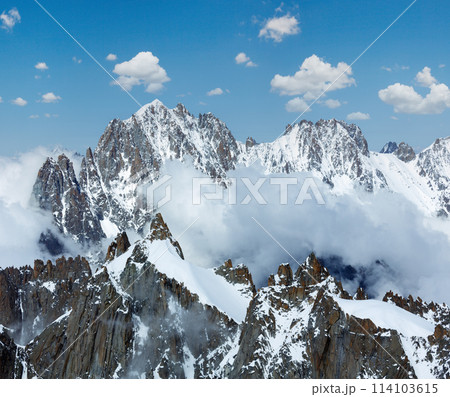 Mont Blanc mountain massif (view from Aiguille du Midi Mount,  France ) 114103615