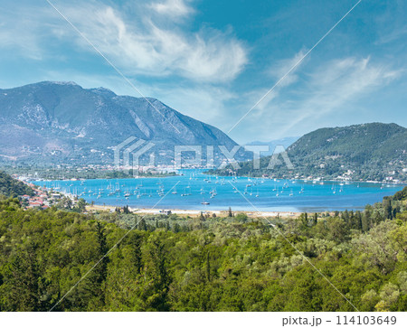Many sailing vessels in bay (Nydri, Lefkada, Greece) Many sailing vessels in bay (Nydri, Lefkada, Greece) 114103649
