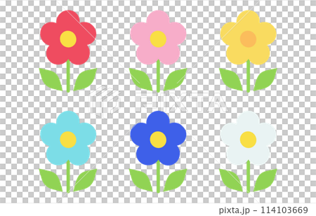 Deformed cute flower vector illustration set material Deformed cute flower vector illustration set material 114103669