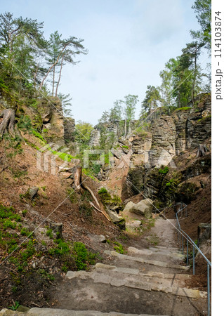 Prachov rocks, Prachovske skaly, in Bohemian Paradise, Cesky raj, Czech Republic Prachov rocks, Prachovske skaly, in Bohemian Paradise, Cesky raj, Czech Republic 114103874