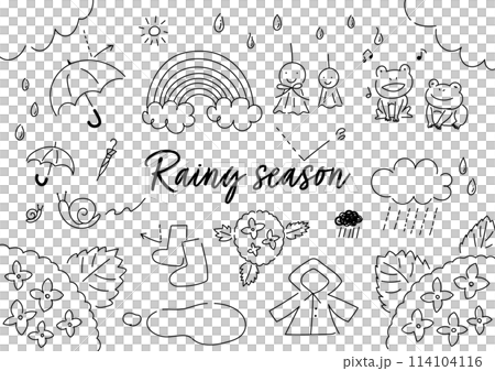 手繪簡單的雨季插畫 114104116