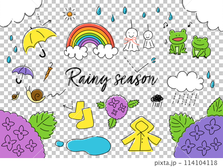 Hand-drawn simple rainy season illustration 114104118