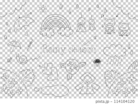 手描きのシンプルな梅雨のイラスト 114104120