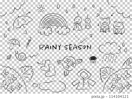 手繪簡單的雨季插畫 114104121