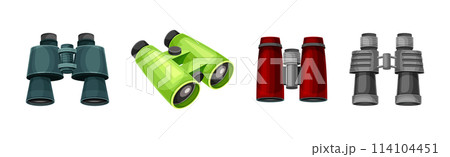 Binoculars as Optical Instrument for Viewing Distant Object Vector Set 114104451