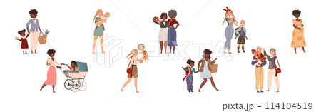 Mother and Kid Together as Parenthood Vector Set 114104519