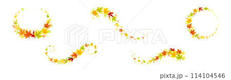 Autumn Leaf and Foliage Nature Curled Element Vector Set 114104546