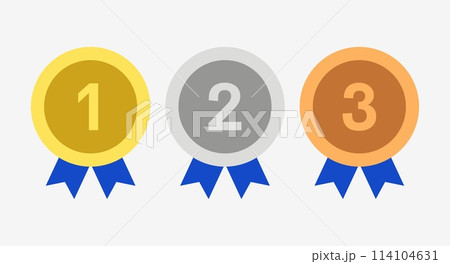 Winner Gold, Silver, Bronze. 1st 2nd 3rd medal first place second third Placement Achievement award winner badge guarantee winning prize ribbon symbol sign icon logo template  114104631