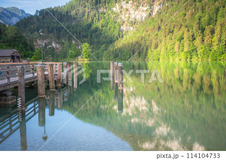 Passenger boat station, pier or dock on Konigsee lake in Berchtesgaden, Germany Passenger boat station, pier or dock on Konigsee lake in Berchtesgaden, Germany 114104733
