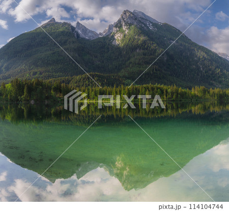 View of Hintersee lake in Berchtesgaden National Park Bavarian Alps, Germany 114104744