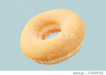 Chocolate glazed donut with sugar on a grey background 114104782