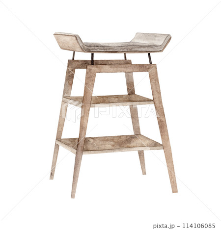 Watercolor drawing of a changing table for newborn babies. Illustration hand drawn on isolated background for cards, interior, stickers, textiles, design, invitations. Watercolor drawing of a changing table for newborn babies. Illustration hand drawn on isolated background for cards, interior, stickers, textiles, design, invitations. 114106085