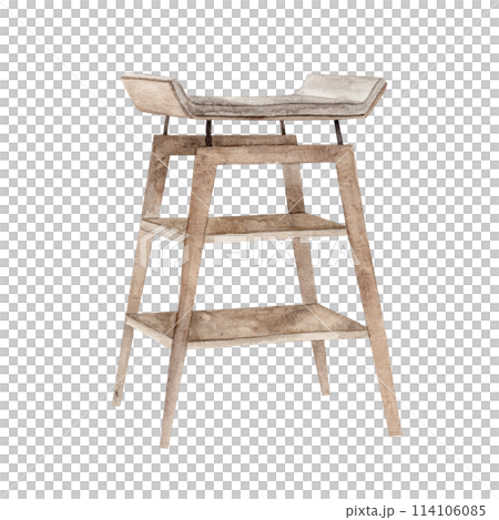 Watercolor drawing of a changing table for newborn babies. Illustration hand drawn on isolated background for cards, interior, stickers, textiles, design, invitations. Watercolor drawing of a changing table for newborn babies. Illustration hand drawn on isolated background for cards, interior, stickers, textiles, design, invitations. 114106085