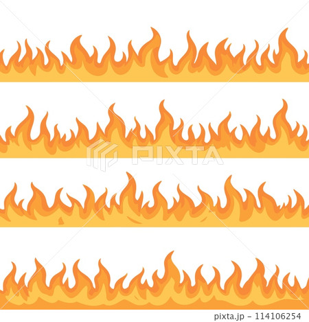 Continuous Flames in Various Intensities on White Background Continuous Flames in Various Intensities on White Background 114106254