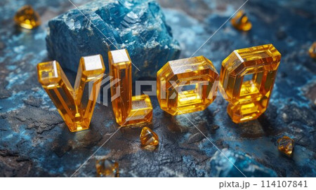Yellow Sapphire Crystal Vlog concept creative art poster. 114107841