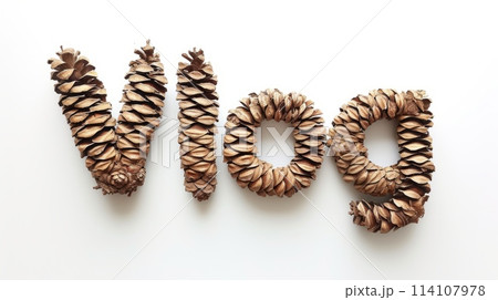 The word Vlog created in Spruce Pinecone Letters. 114107978