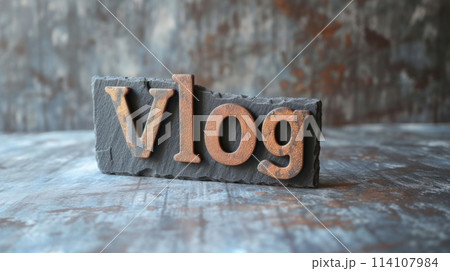 Slate Stone Vlog concept creative art poster. 114107984