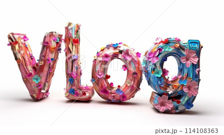 The word Vlog created in Mixed Media Sculpture. 114108363