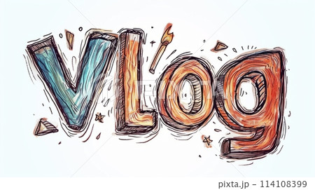 The word Vlog created in Hand-Lettering. 114108399
