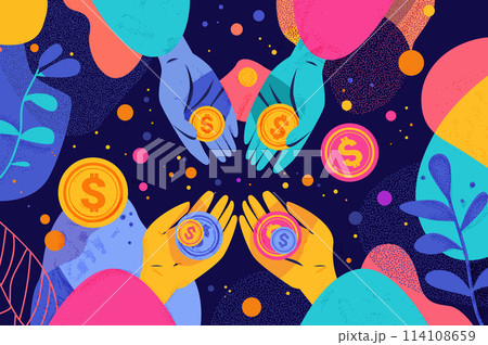human hands holding dollar coins financial banking wealth transformation technology fintech business investment human hands holding dollar coins financial banking wealth transformation technology fintech business investment 114108659
