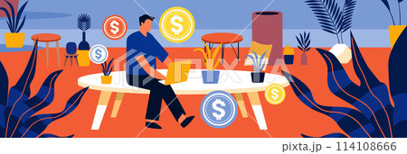 businessman working in creative co-working center young man freelancer using laptops in modern office horizontal 114108666