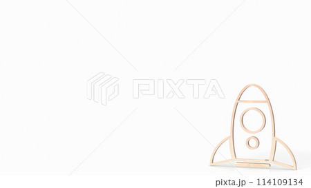The wood rocket  for startup or technology concept 3d rendering. 114109134