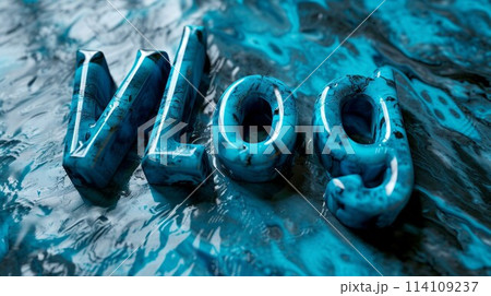 Blue Marble Vlog concept creative art poster. 114109237
