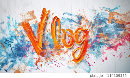 The word Vlog created in 3D Calligraphy. 114109355