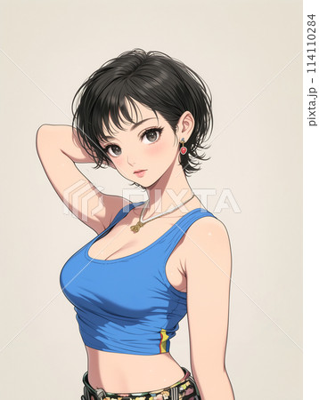 タンクトップ女性イラストのイラスト素材 [114110284] - PIXTA