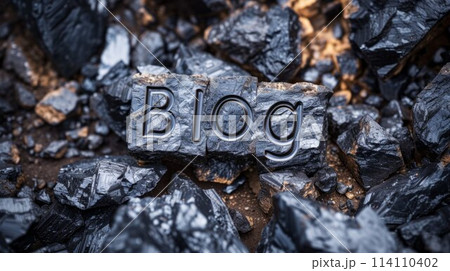 Obsidian Stone Blog concept creative art poster. 114110402