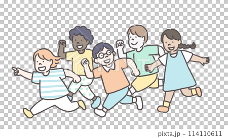 走る子どもたちのイラスト 114110611