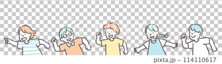 Illustration of running children Illustration of running children 114110617