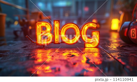 LED Blog concept creative art poster. 114110941